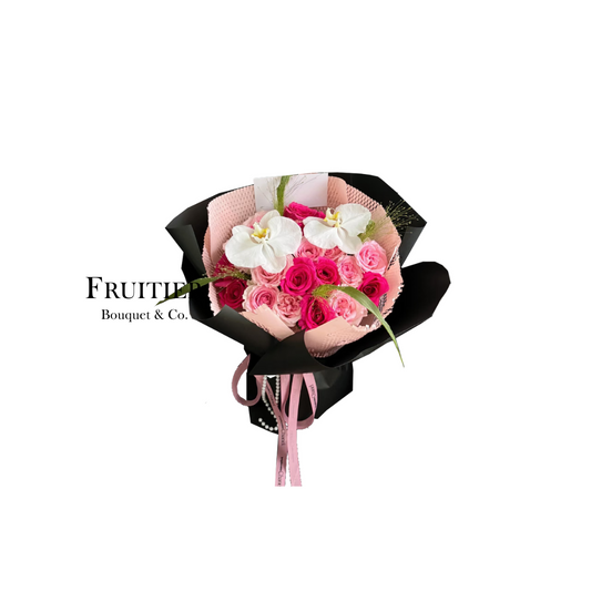 Flower Bouquet - Freud Rose and Phalaenopsis Orchid Bouquet