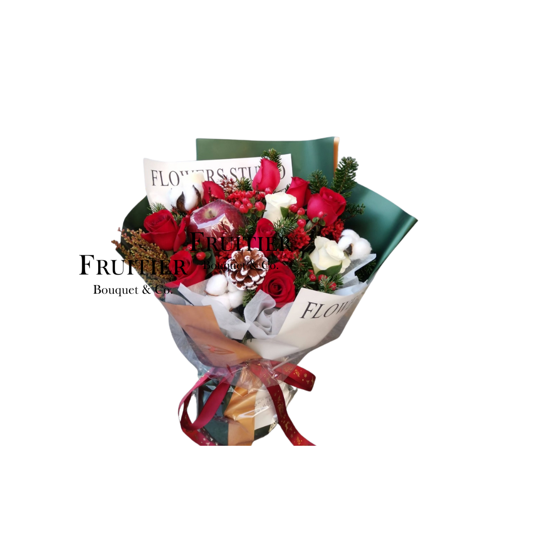 鮮花花束 - 聖誕蘋果玫瑰花束