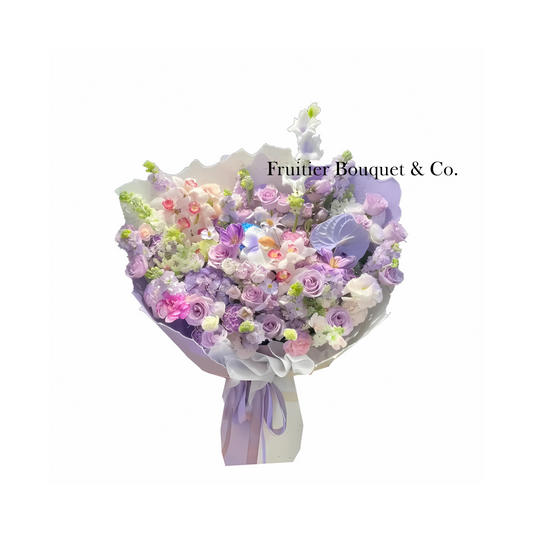 巨型花束 - 白紫混搭花束