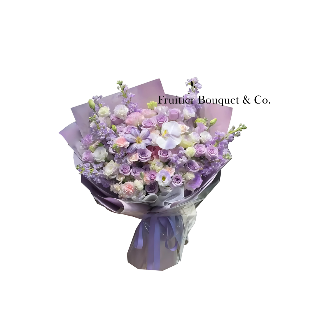 鮮花花束 - 紫玫瑰混搭花束