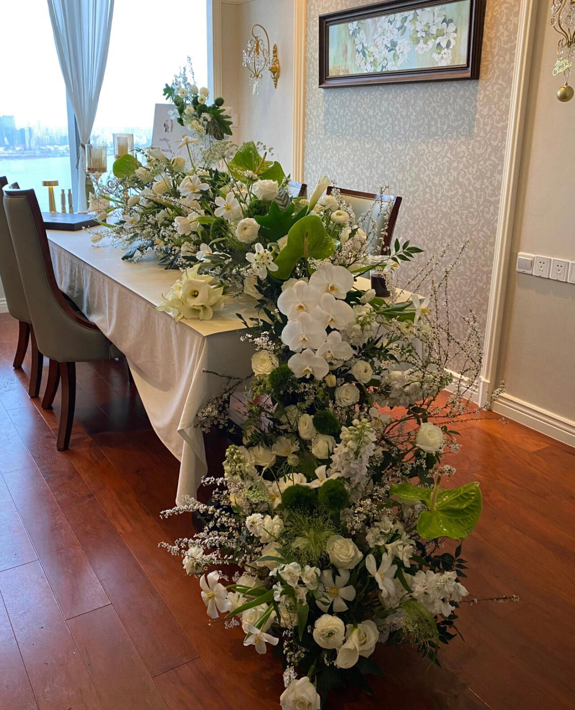 森林系仿生瀑布花佈置|上門佈置服務