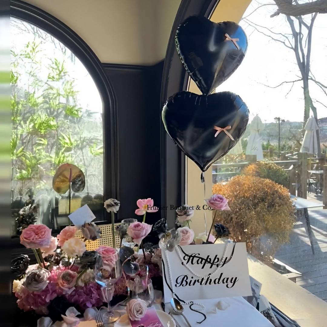 粉黑系仿生花/鮮花桌花佈置