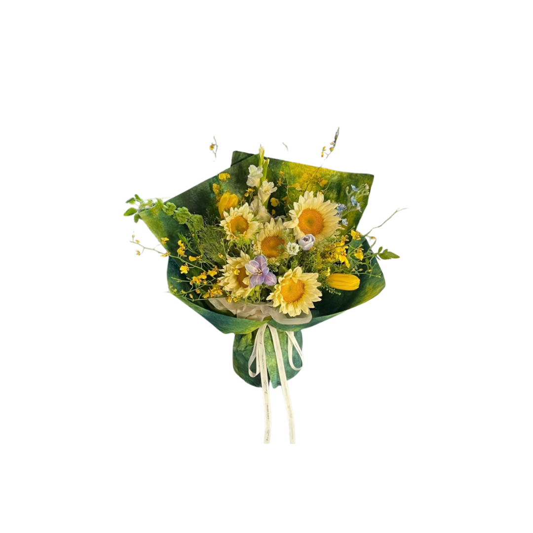 鮮花花束 - 太陽花混搭 - M (小王子漸變色花紙)