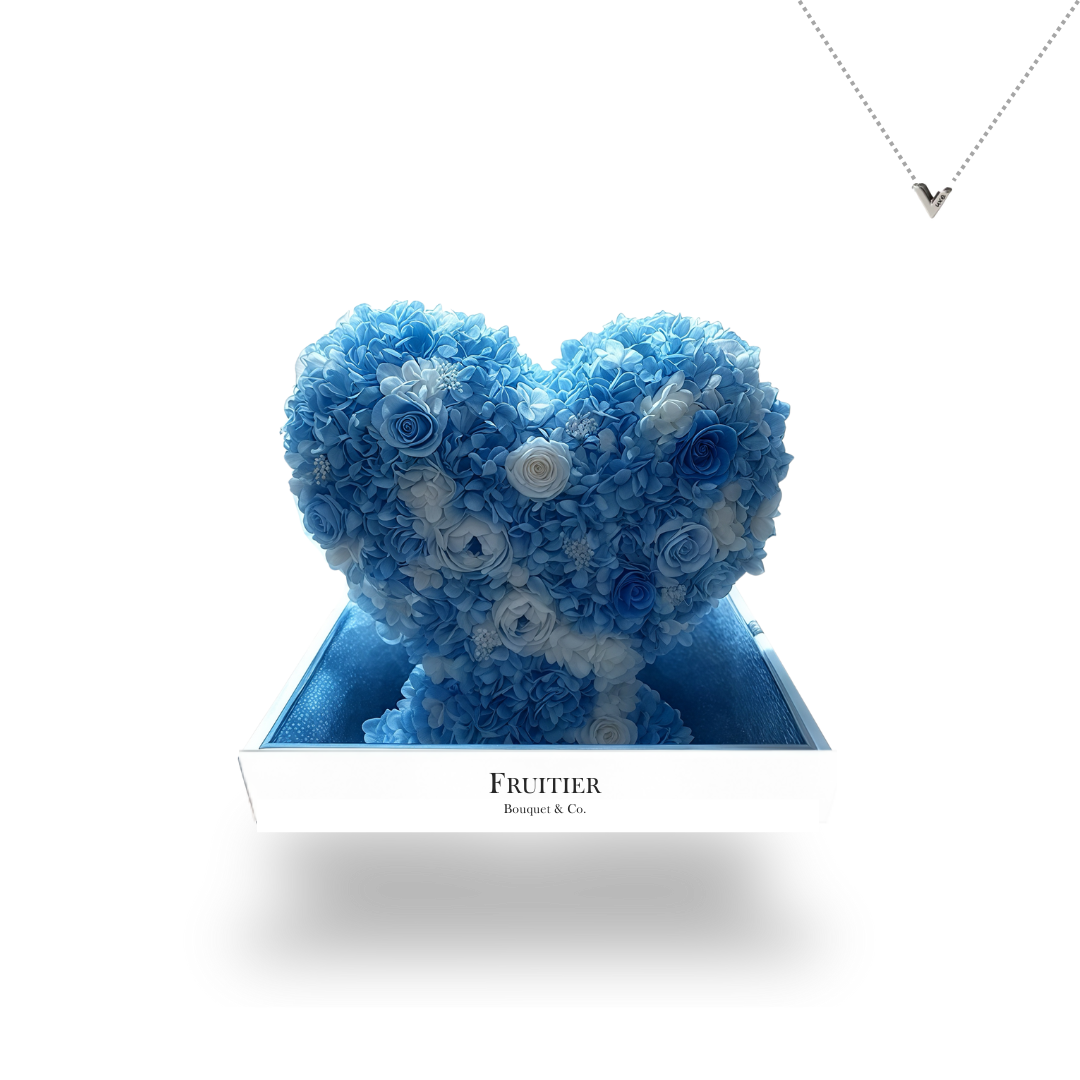 LUXE SERIES - Light blue heart-shaped preserved flower