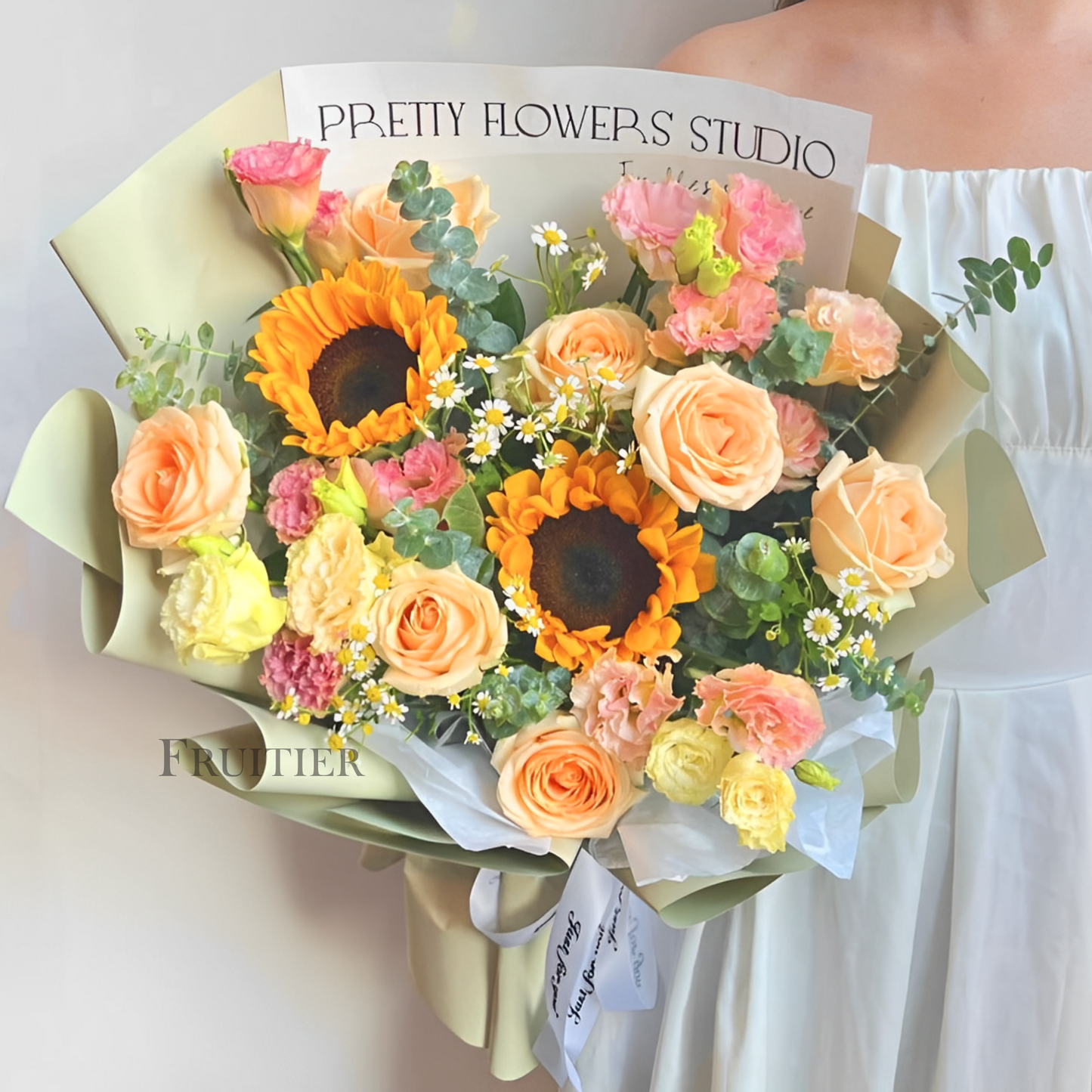 [Sun Bouquet] Cream green sunflower mix and match bouquet {No.: B21013}