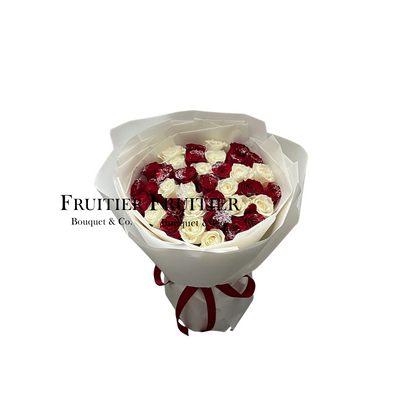 鮮花花束 - 聖誕紅白混搭玫瑰花束 (19/33/52/99枝)