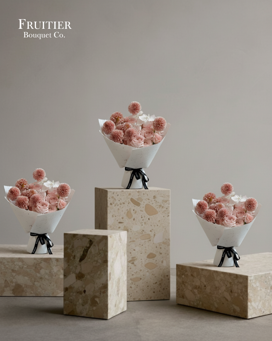 大麗花系列 - Peachy Hand-Tied Bouquet