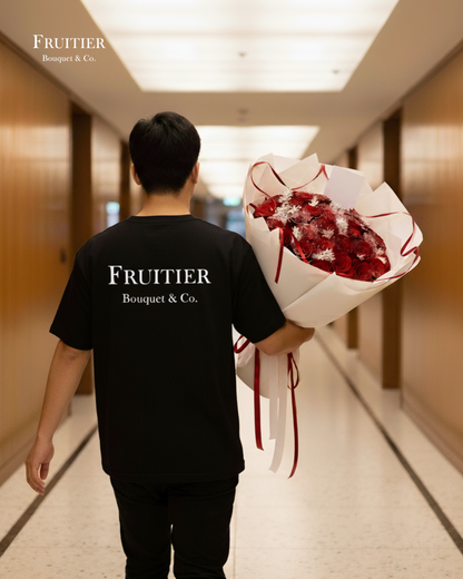 鮮花花束 - 聖誕雪花紅絲帶玫瑰花束 (19/33/52/99枝)