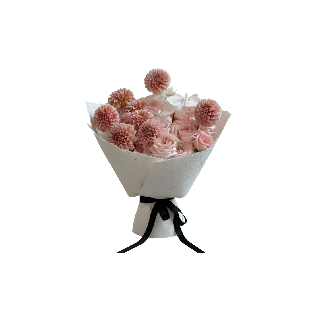 大麗花系列 - Peachy Hand-Tied Bouquet