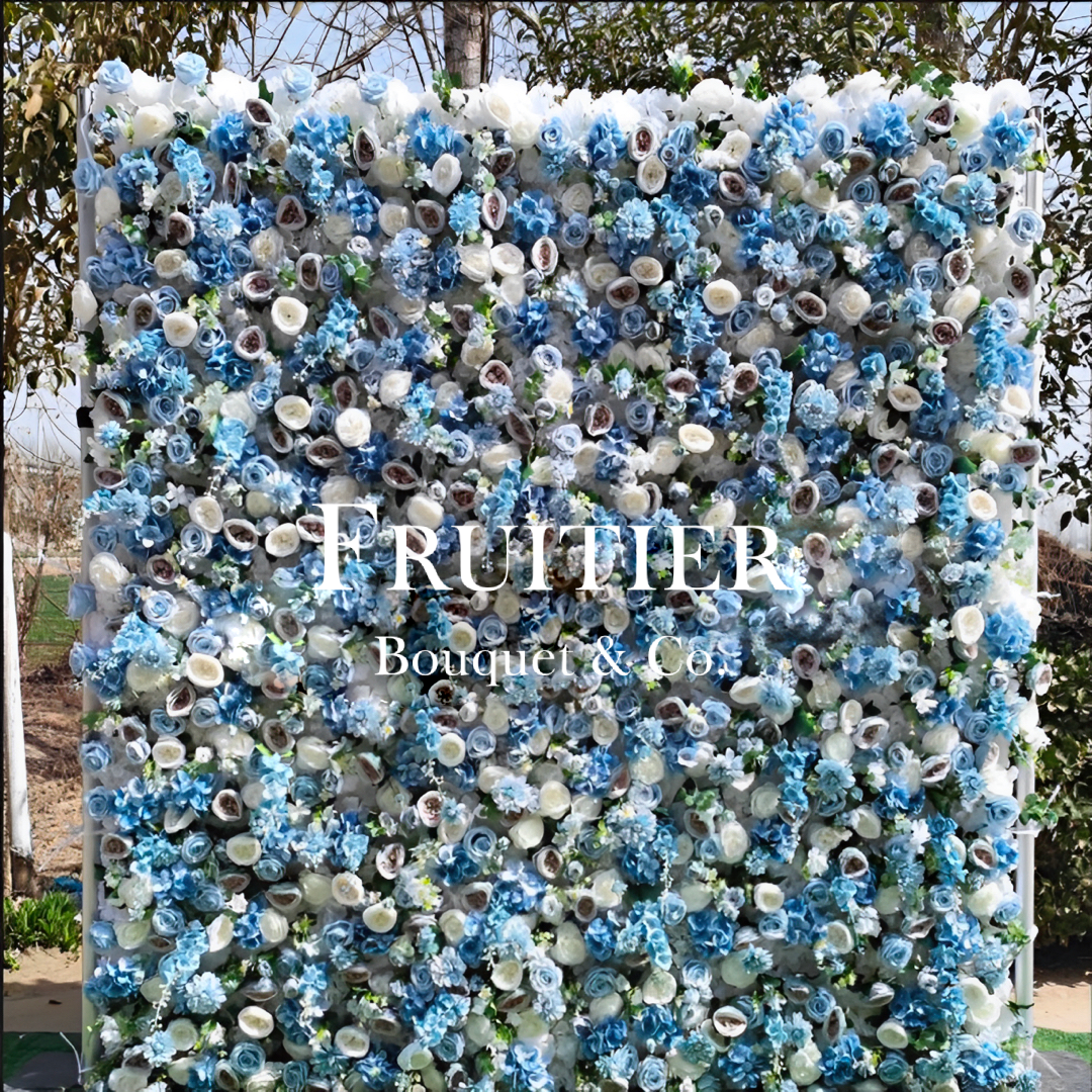 Wedding Decoration- Blue Silk Flower Backdrop 