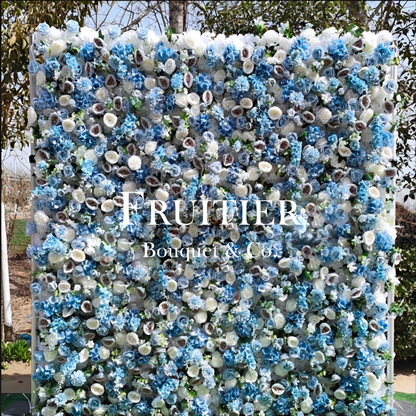 Wedding Decoration- Blue Silk Flower Backdrop 