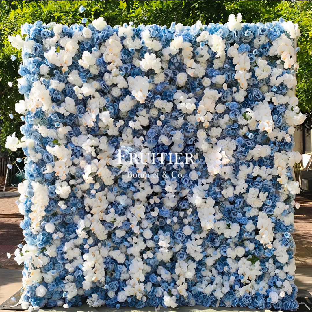 Wedding Decoration- Blue Silk Flower Backdrop 