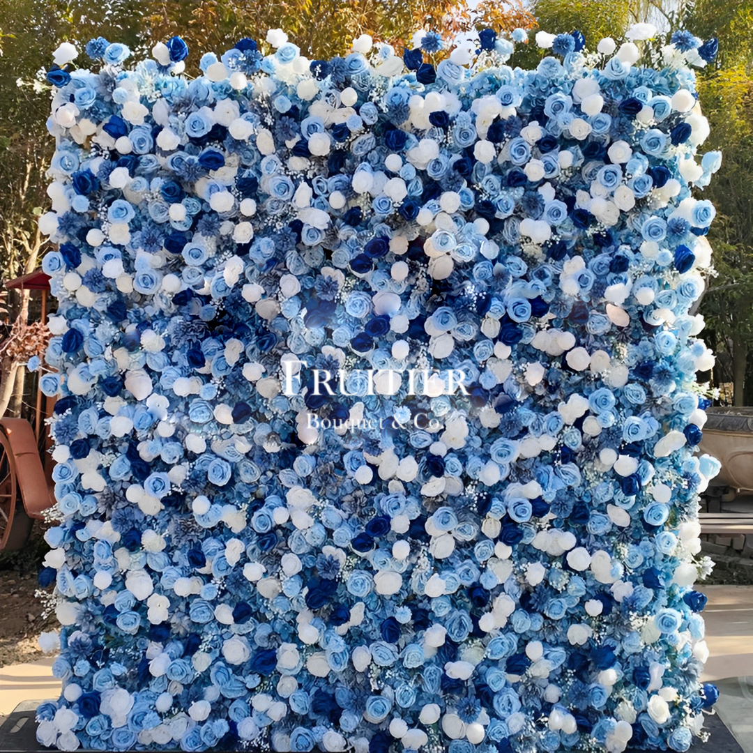 Wedding Decoration- Blue Silk Flower Backdrop 