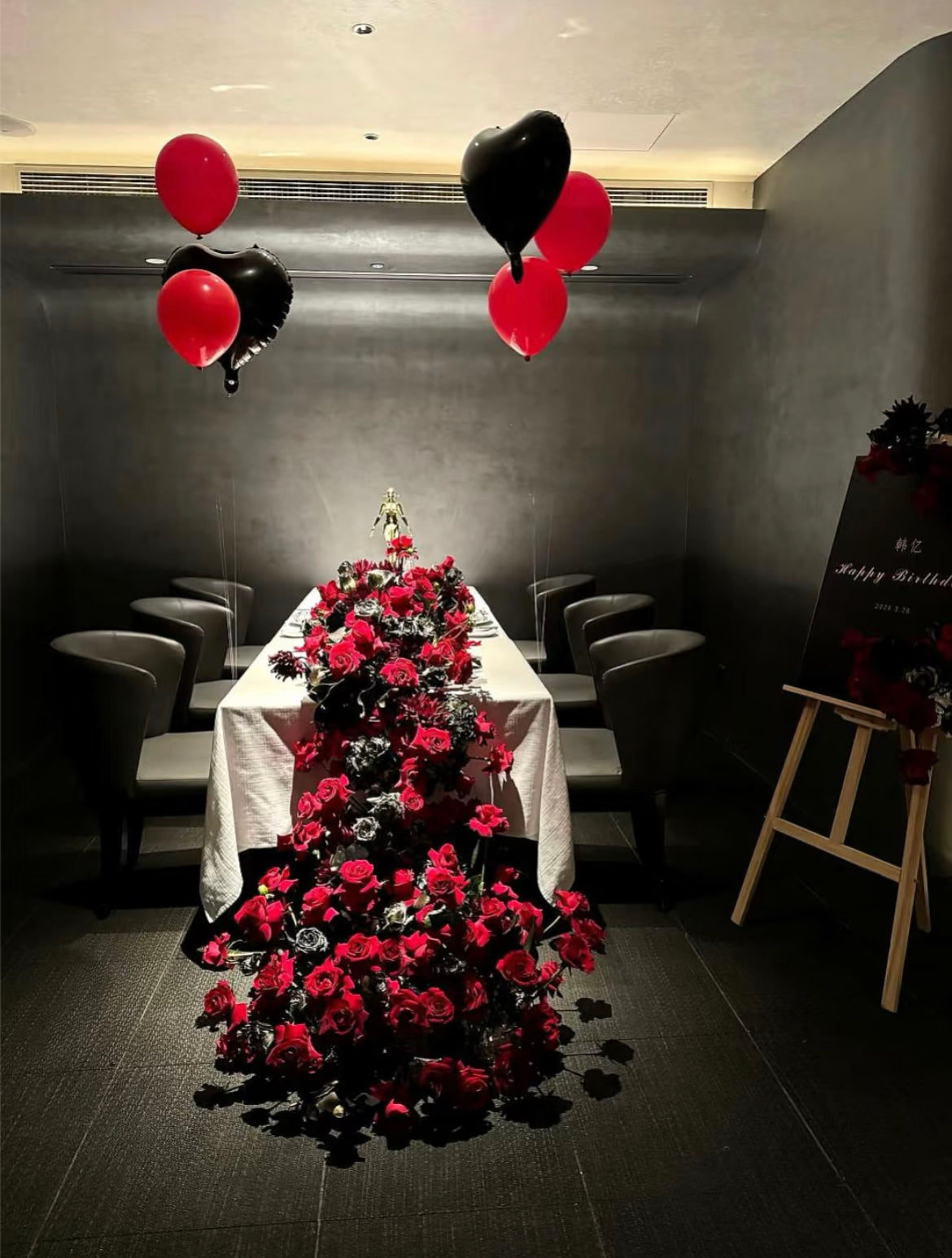 Black and red Artificial flowers waterfall decoration| Door-to-door service