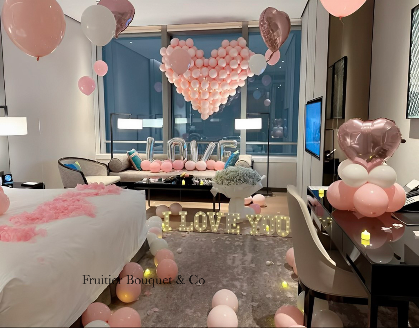 Birthday decoration service – heart-shaped balloons