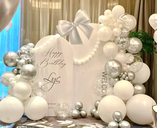 Birthday decoration service-white diamond princess balloon theme party