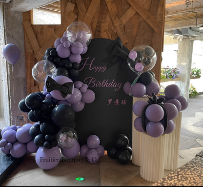 Birthday decoration service-black and purple balloon theme party