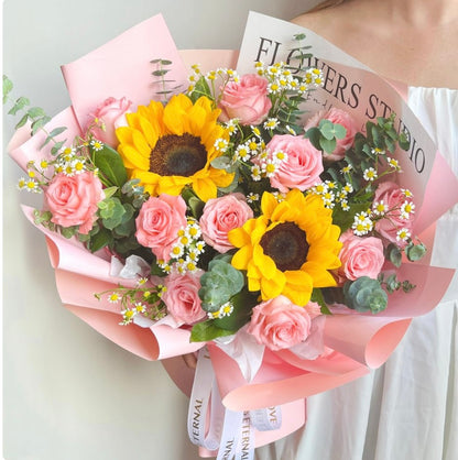 A white rose grand opening flower stand, designed for business celebrations.